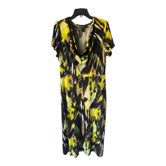 Ashley Stewart Maxi Dress Sz 14/16 Women Mixed Print Cowl Neck Short Sleeve Flaw - Picture 1 of 11